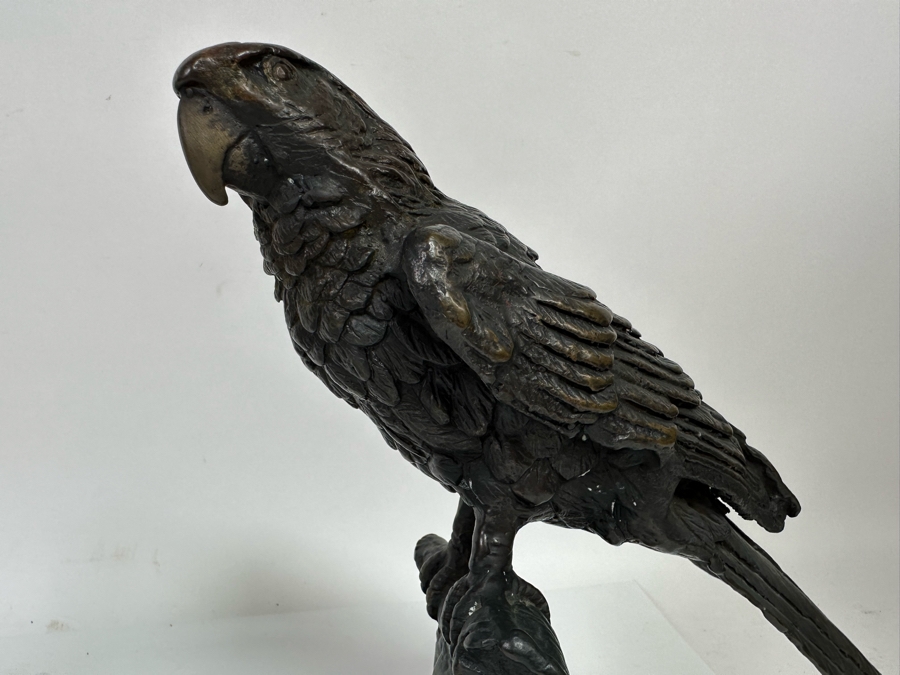 Pair Of Metal Bird Sculptures On Marble Bases From India 11W X 11H [CR] [Photo 12]