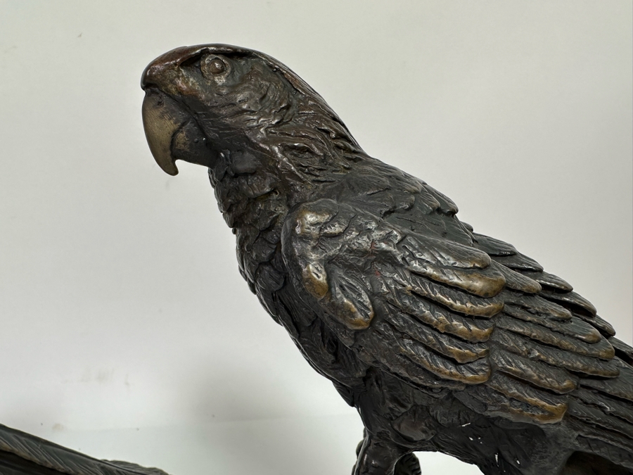 Pair Of Metal Bird Sculptures On Marble Bases From India 11W X 11H [CR] [Photo 4]