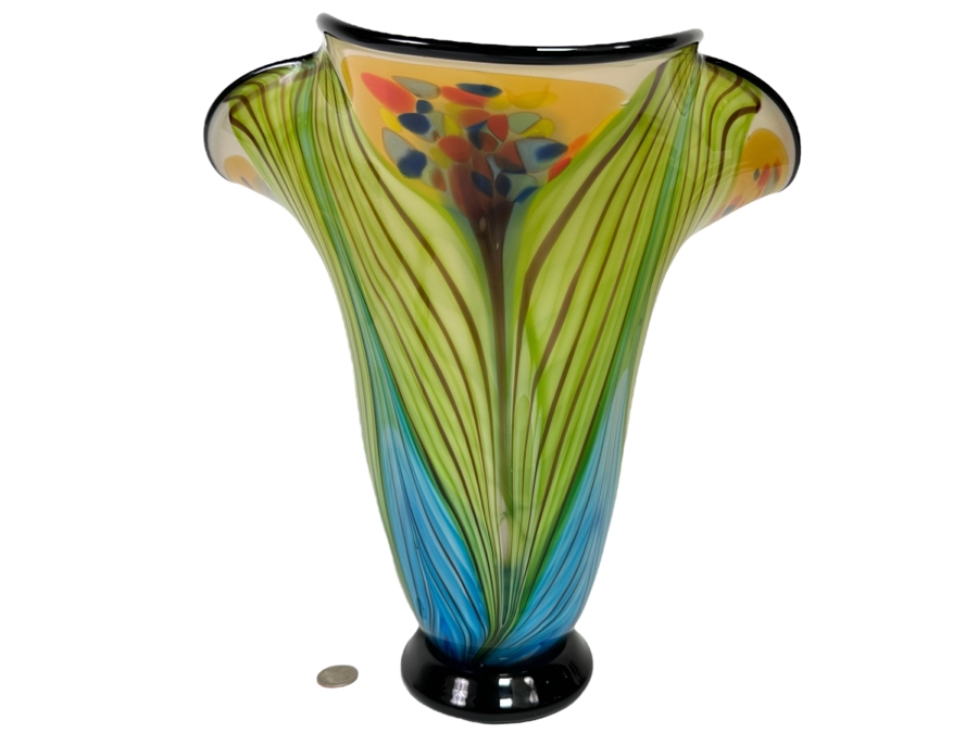 Stunning Multi-Colored Glass Vase 12.5H [CR] [Photo 1]