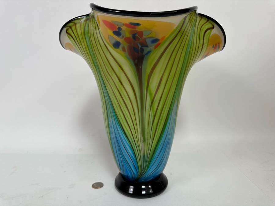 Stunning Multi-Colored Glass Vase 12.5H [CR] [Photo 3]