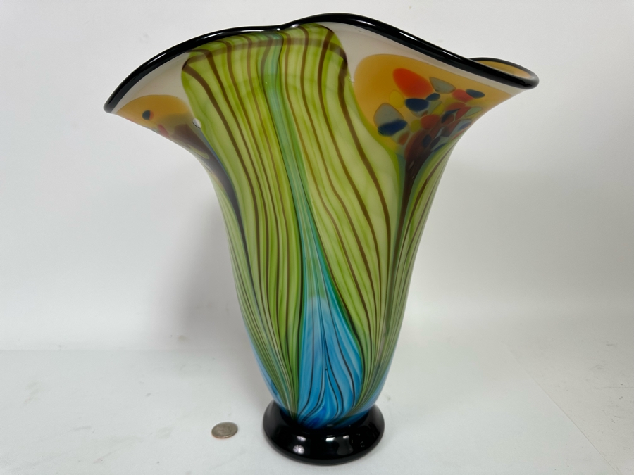 Stunning Multi-Colored Glass Vase 12.5H [CR] [Photo 6]