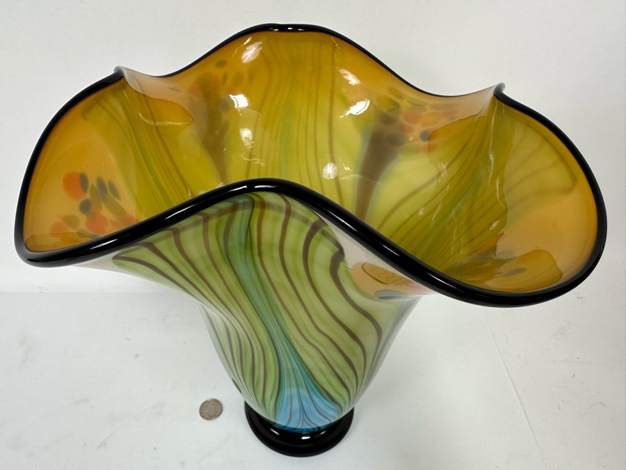 Stunning Multi-Colored Glass Vase 12.5H [CR] [Photo 7]