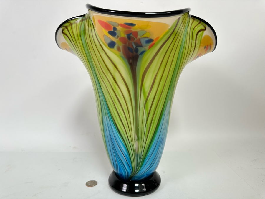 Stunning Multi-Colored Glass Vase 12.5H [CR] [Photo 2]