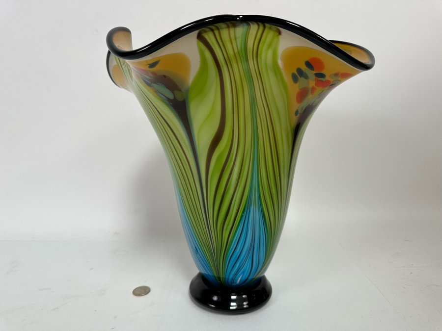 Stunning Multi-Colored Glass Vase 12.5H [CR] [Photo 8]