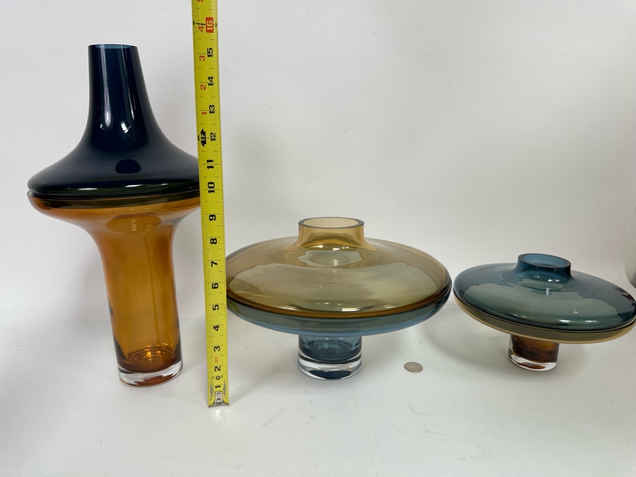 Set Of Three Global Views Glass Sculptural Pieces Made In Poland 15H - 7H [CR] [Photo 9]