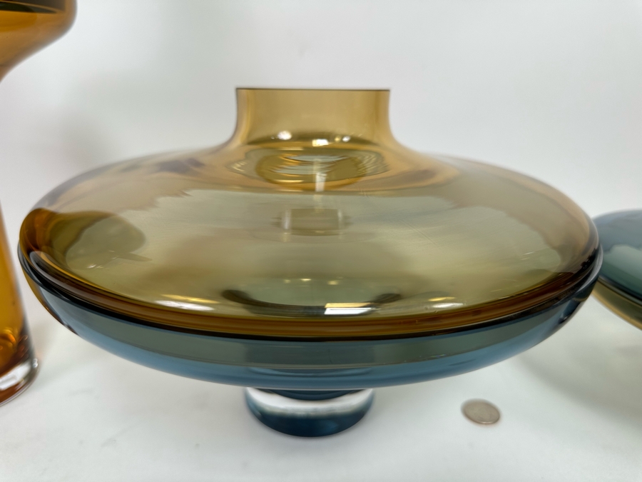 Set Of Three Global Views Glass Sculptural Pieces Made In Poland 15H - 7H [CR] [Photo 7]