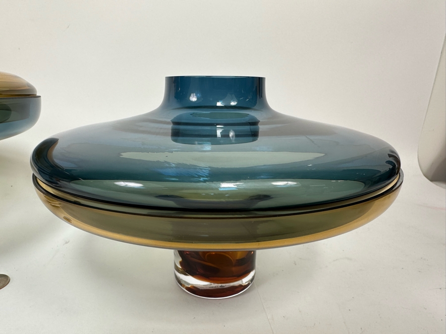 Set Of Three Global Views Glass Sculptural Pieces Made In Poland 15H - 7H [CR] [Photo 8]