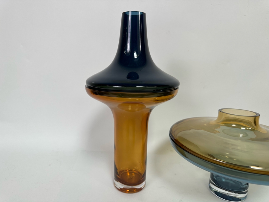 Set Of Three Global Views Glass Sculptural Pieces Made In Poland 15H - 7H [CR] [Photo 4]