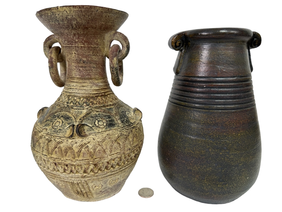 Pair Of Decorative Ceramic Vessels 10H [CR] [Photo 1]