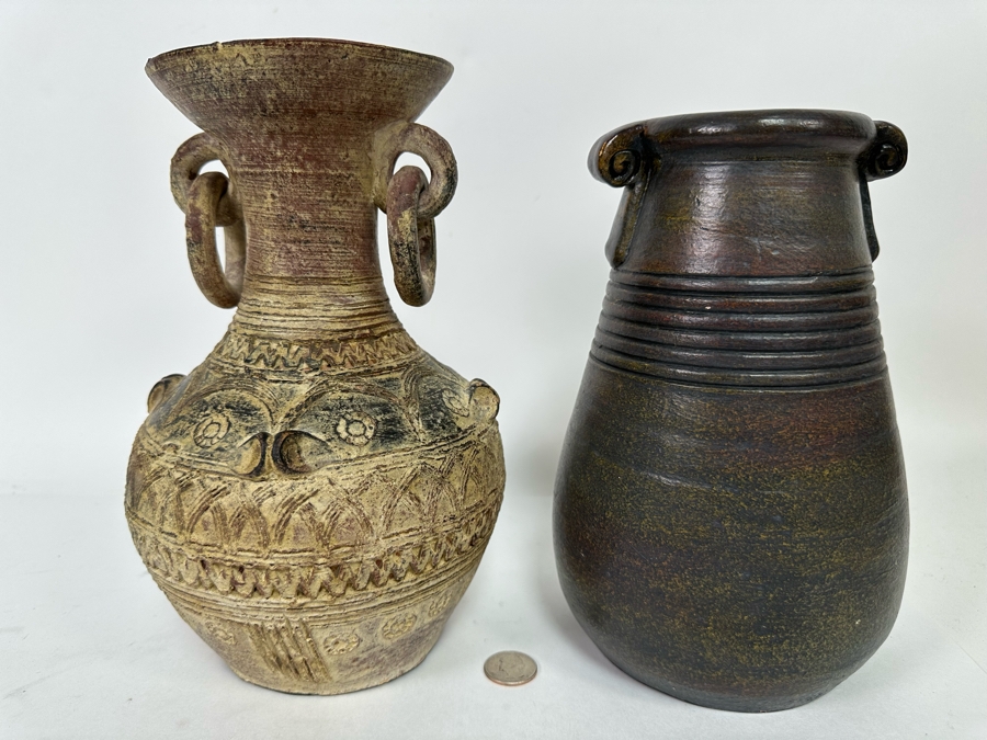 Pair Of Decorative Ceramic Vessels 10H [CR] [Photo 3]