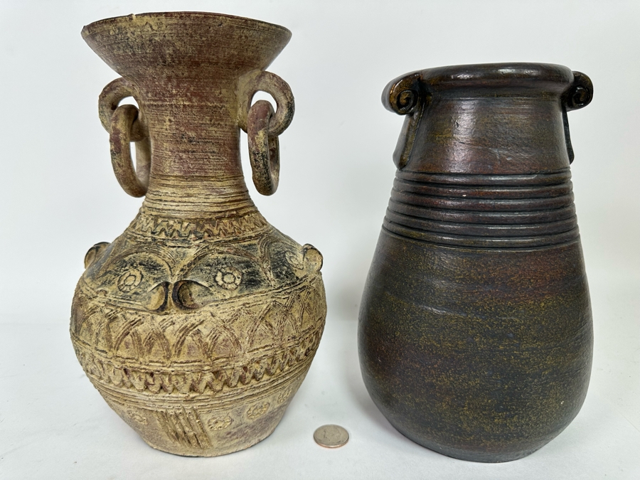 Pair Of Decorative Ceramic Vessels 10H [CR] [Photo 2]