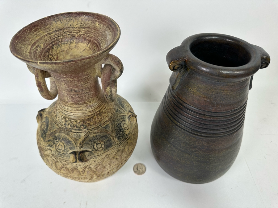 Pair Of Decorative Ceramic Vessels 10H [CR] [Photo 4]