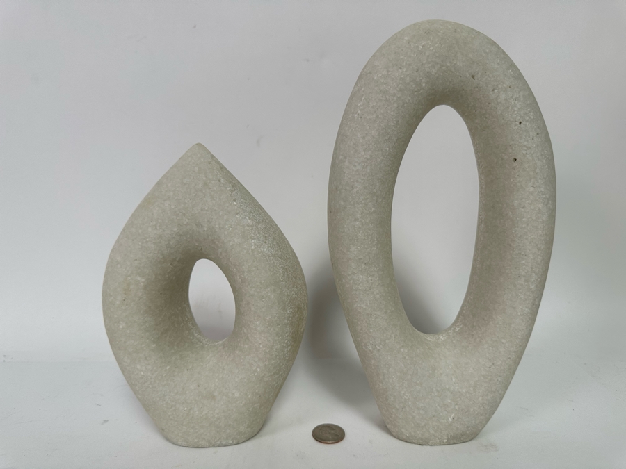 Faux Marble Coco Sculptures By Arteriors, A Pair 9H And 11.5H [CR] [Photo 3]