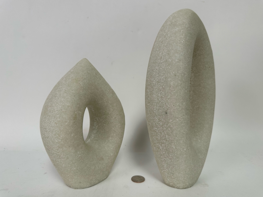 Faux Marble Coco Sculptures By Arteriors, A Pair 9H And 11.5H [CR] [Photo 6]