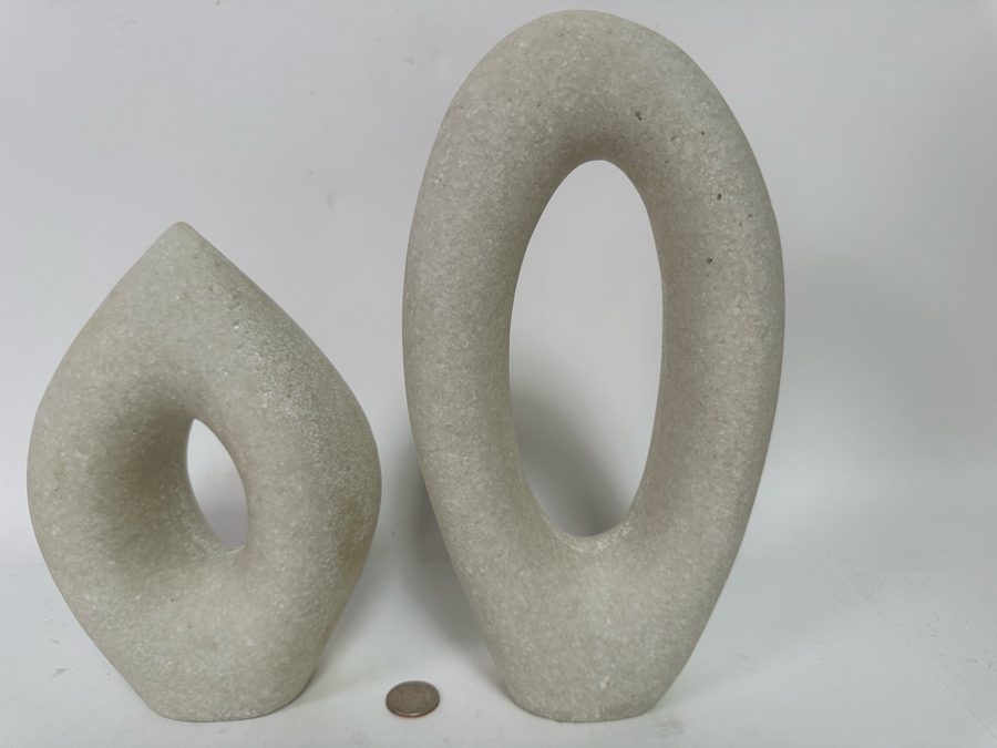 Faux Marble Coco Sculptures By Arteriors, A Pair 9H And 11.5H [CR] [Photo 5]