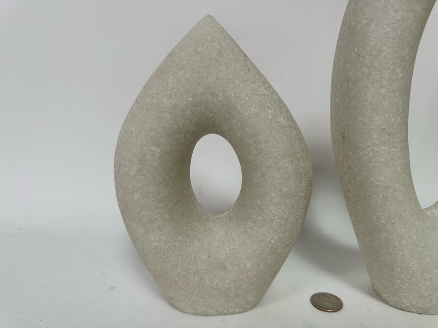 Faux Marble Coco Sculptures By Arteriors, A Pair 9H And 11.5H [CR] [Photo 4]