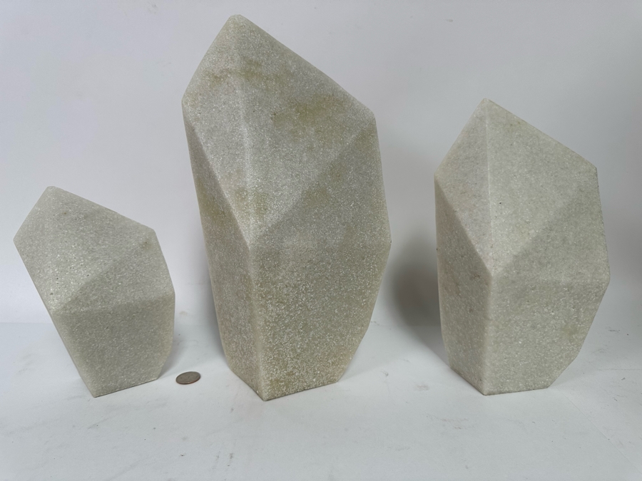 Faux Marble Arteriors Nerine Sculptures, Set Of 3 7H To 13.5H [CR] Retails $580 [Photo 3]