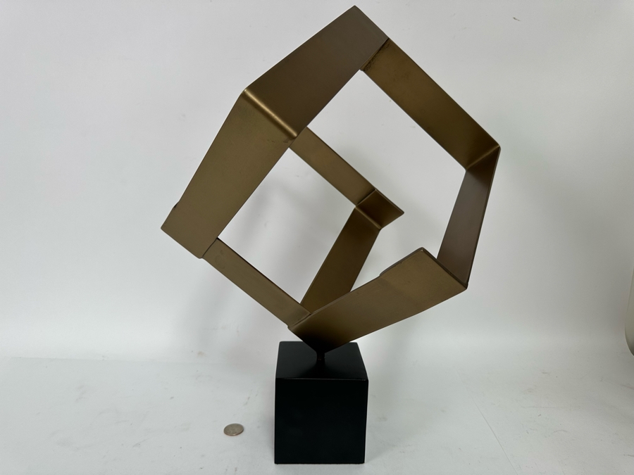 Gold Tone Metal Geometric Tristan Sculpture By Arteriors 19H [CR] [Photo 6]