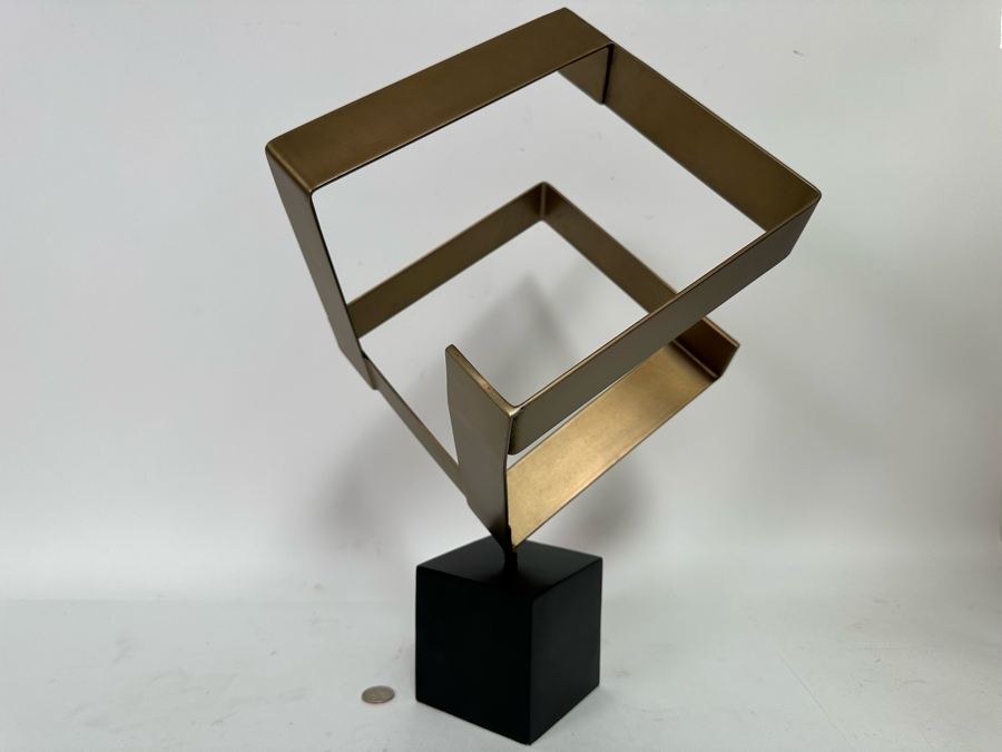 Gold Tone Metal Geometric Tristan Sculpture By Arteriors 19H [CR] [Photo 4]