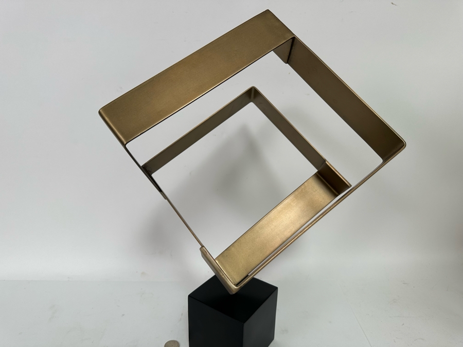 Gold Tone Metal Geometric Tristan Sculpture By Arteriors 19H [CR] [Photo 5]