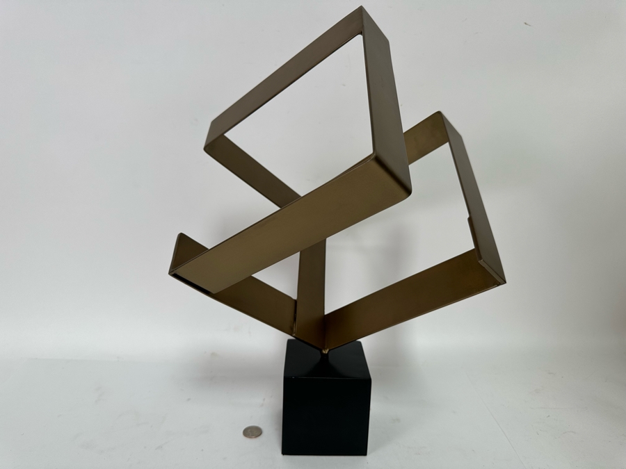 Gold Tone Metal Geometric Tristan Sculpture By Arteriors 19H [CR] [Photo 2]