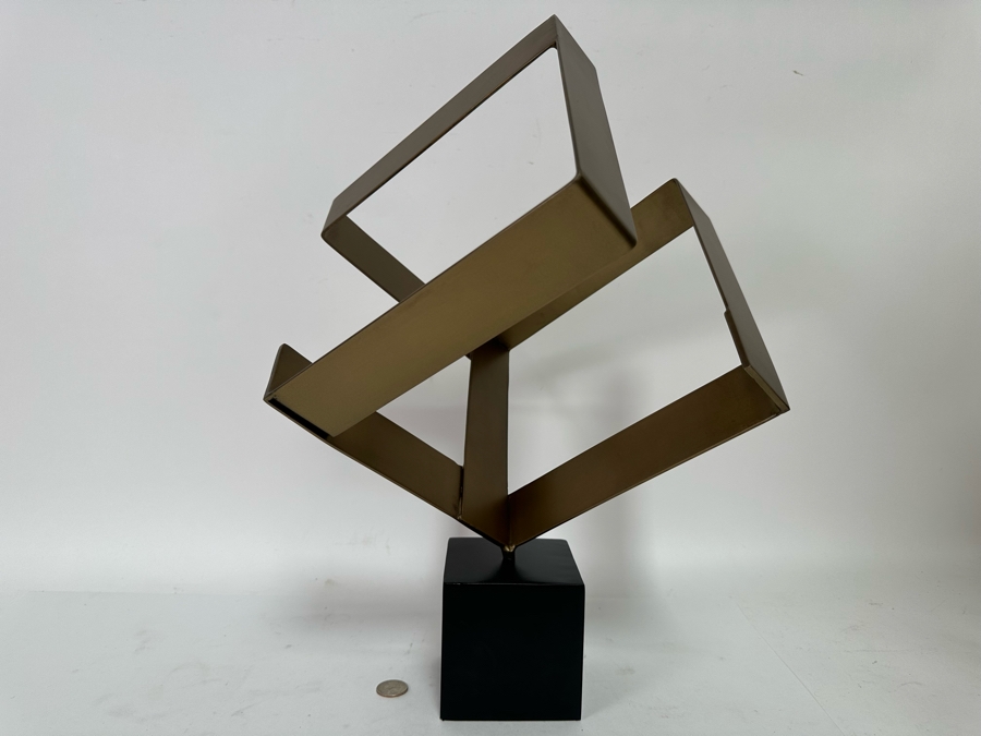 Gold Tone Metal Geometric Tristan Sculpture By Arteriors 19H [CR] [Photo 3]