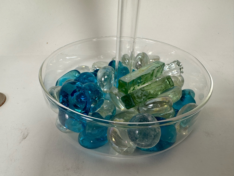 Pair Of Glass Candleholders With Spiral Candles 16H [CR] [Photo 5]