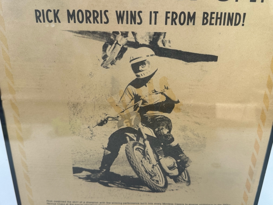 Framed Cycle News Racing Motorcycle Win Ad Viva Montesa Riders Hopetown G.P. Rick Morris Wins It From Behind 10.5 X 14 Framed 16 X 20 [CR] [Photo 6]