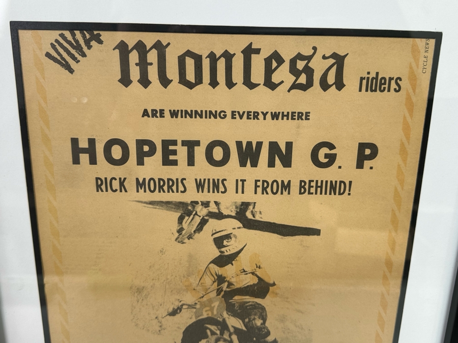 Framed Cycle News Racing Motorcycle Win Ad Viva Montesa Riders Hopetown G.P. Rick Morris Wins It From Behind 10.5 X 14 Framed 16 X 20 [CR] [Photo 4]