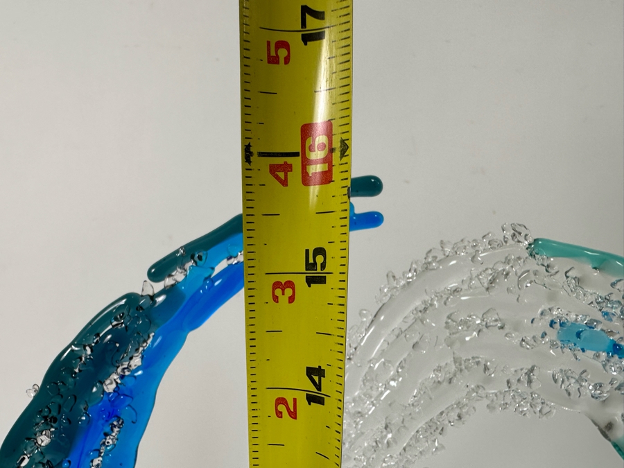 Signed Art Glass Wave With Metal Stand 12.5W X 16H [CR] [Photo 7]