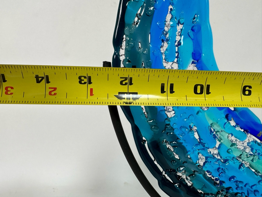 Signed Art Glass Wave With Metal Stand 12.5W X 16H [CR] [Photo 6]