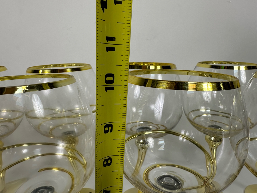 Set Of Twelve Z Gallerie Olympia Red Wine Stemware Glasses With Gold Spiral Design 1025h Cr 4716