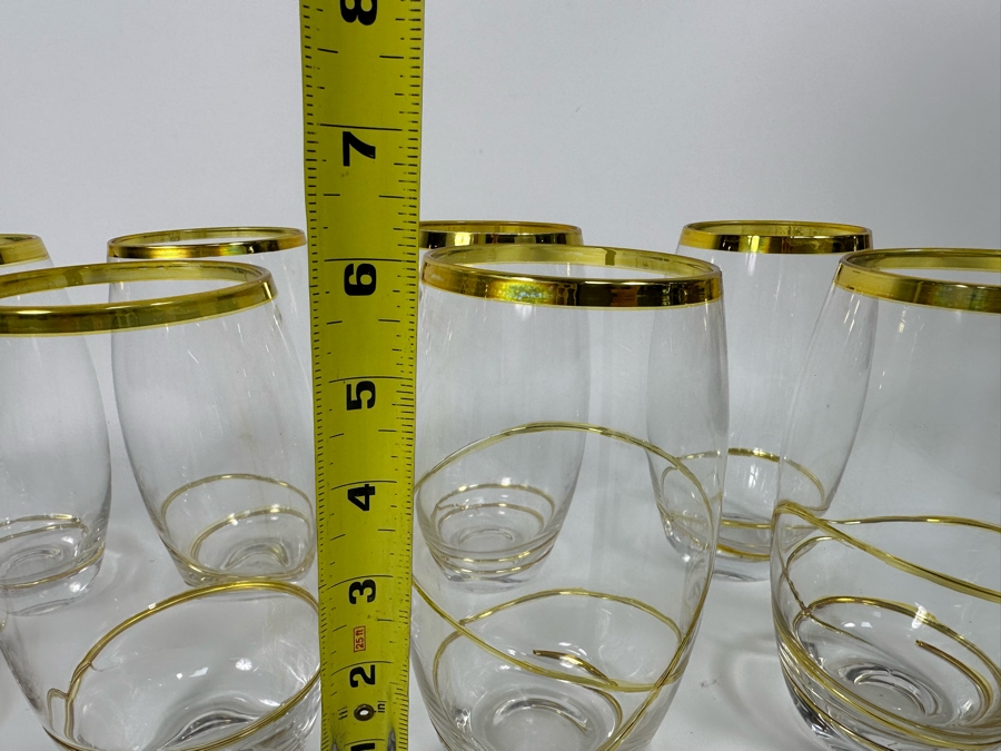 Set Of Eight Z Gallerie Olympia Glasses With Gold Spiral Design 6H [CR] [Photo 6]