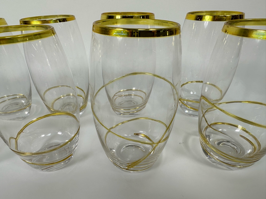 Set Of Eight Z Gallerie Olympia Glasses With Gold Spiral Design 6H [CR] [Photo 5]