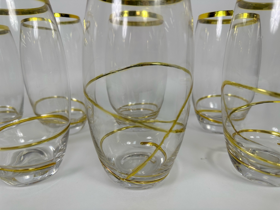 Set Of Eight Z Gallerie Olympia Glasses With Gold Spiral Design 6H [CR] [Photo 4]