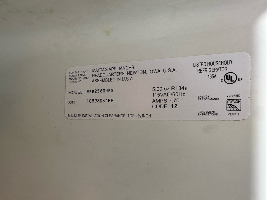 Maytag Stainless Steel Refrigerator Model MFD2560HES 36W X 33D X 70H Retails $2,300 [Photo 7]