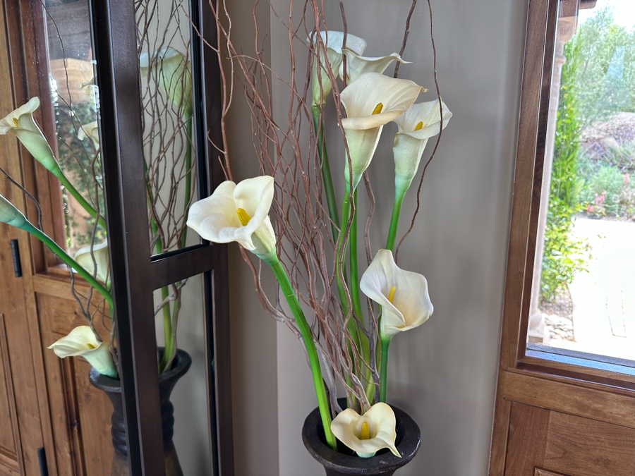 Large Vase With Faux Orchids 77H [CR] [Photo 3]