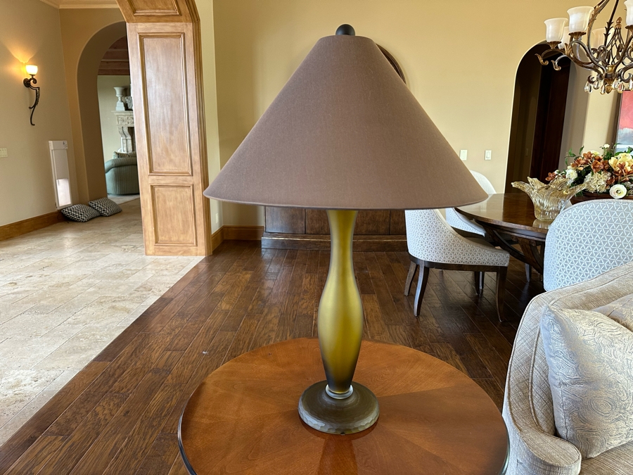 Pair Of Olive Green Italian Murano Seguso Table Lamps For Donghia 32H [CR] [Photo 3]