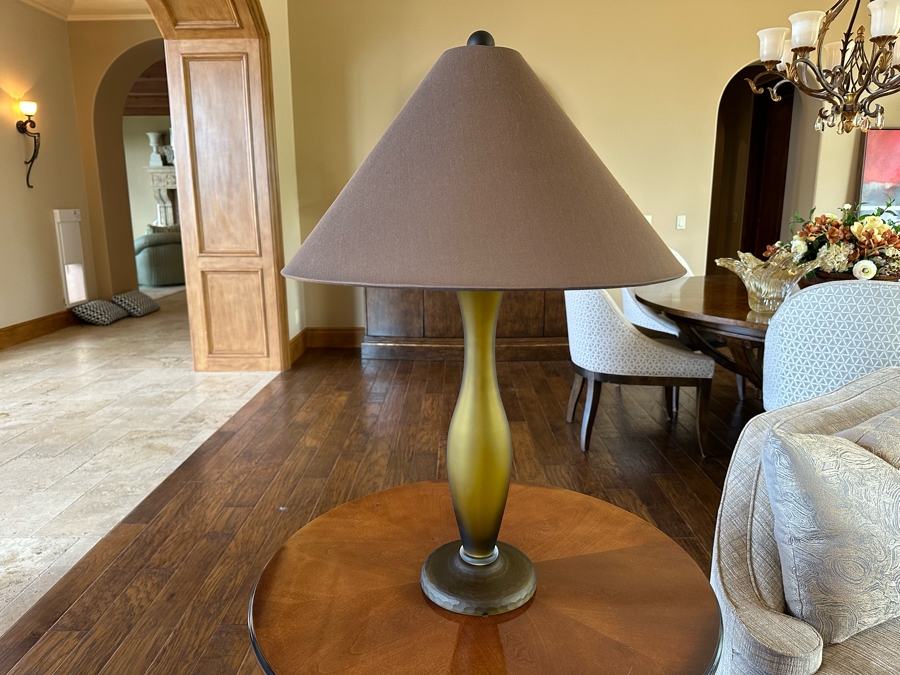 Pair Of Olive Green Italian Murano Seguso Table Lamps For Donghia 32H [CR] [Photo 2]