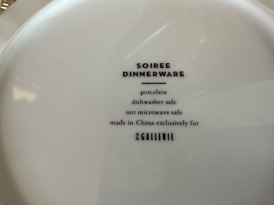 Soiree Porcelain Dinnerware Plates 8R And (8) Gold Tone Beaded Placemats [CR] (Placemats Retails For $239) From Z Gallerie [Photo 5]