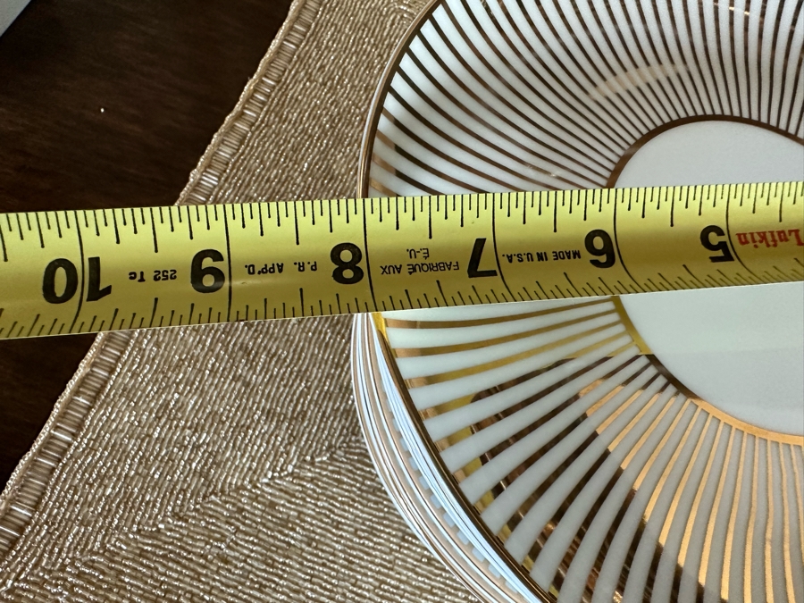 Soiree Porcelain Dinnerware Plates 8R And (8) Gold Tone Beaded Placemats [CR] (Placemats Retails For $239) From Z Gallerie [Photo 6]