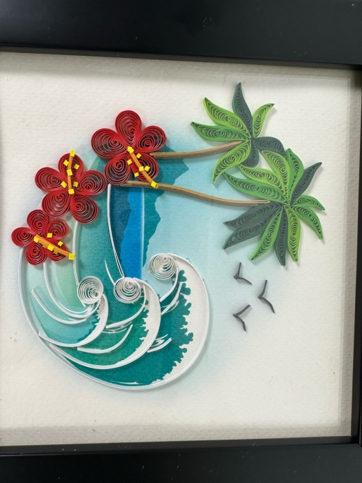 Pair Of Hawaiian Themed Quilling Cards 3-D Framed 6 X 6 [Photo 8]