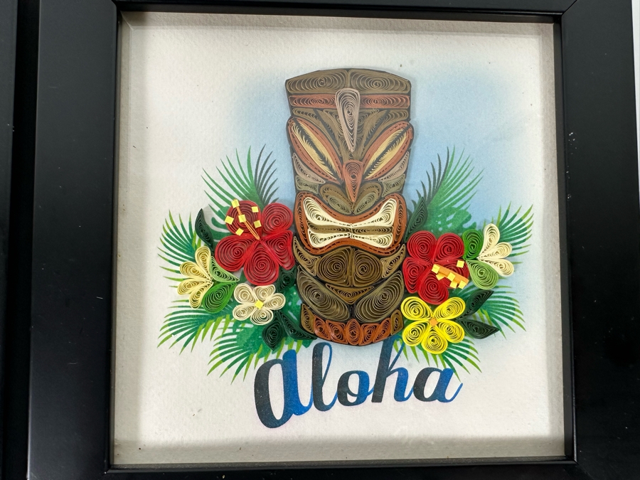 Pair Of Hawaiian Themed Quilling Cards 3-D Framed 6 X 6 [Photo 3]