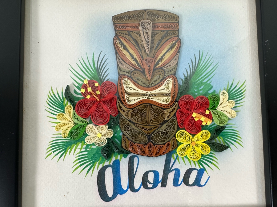 Pair Of Hawaiian Themed Quilling Cards 3-D Framed 6 X 6 [Photo 4]