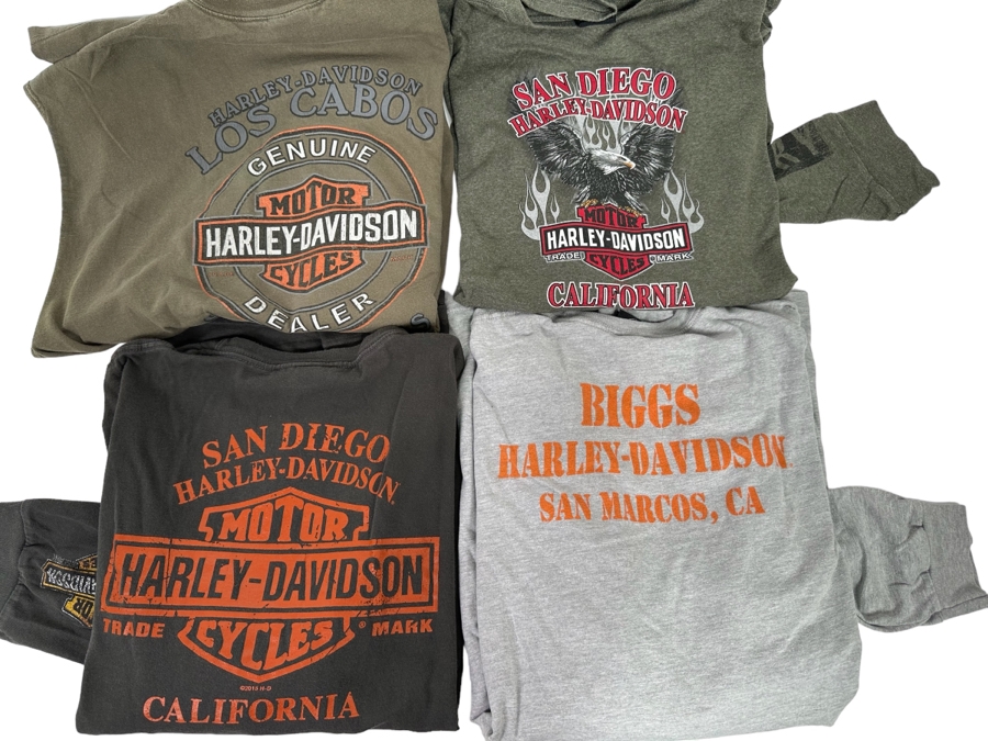 Four Harley-Davidson T-Shirts (3) Long Sleeve Size 3XL [CR]