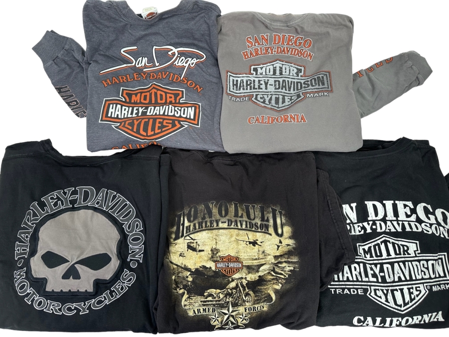 Five Harley-Davidson T-Shirts (2) Long Sleeve Size 3XL [CR]