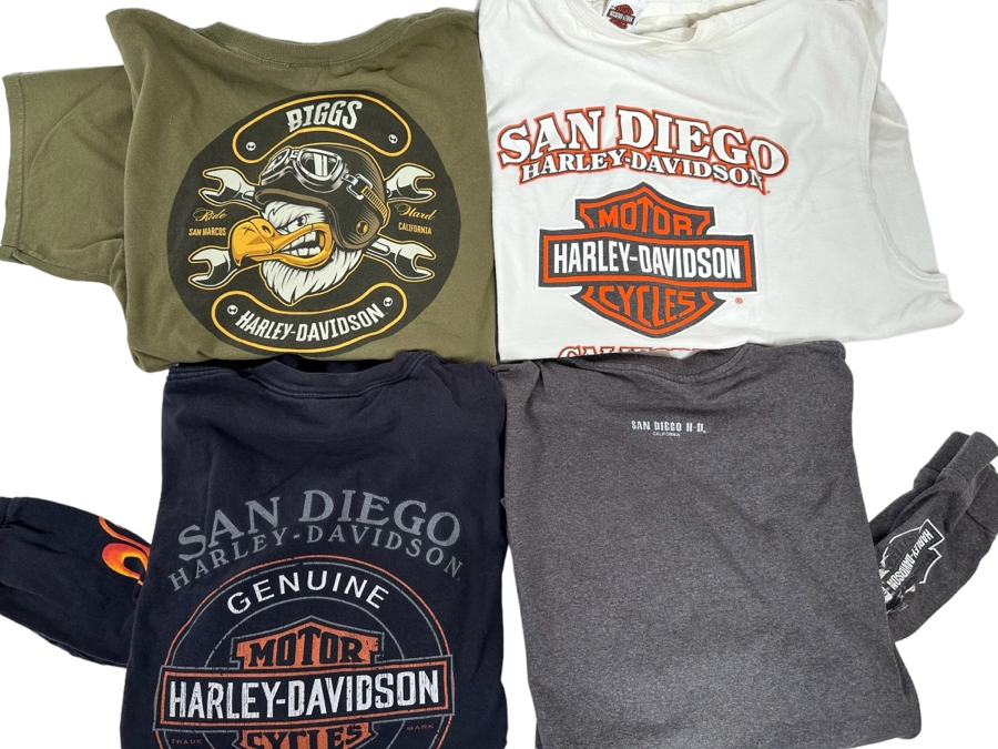 Four Harley-Davidson T-Shirts (2) Long Sleeve Size 2XL [CR] [Photo 1]