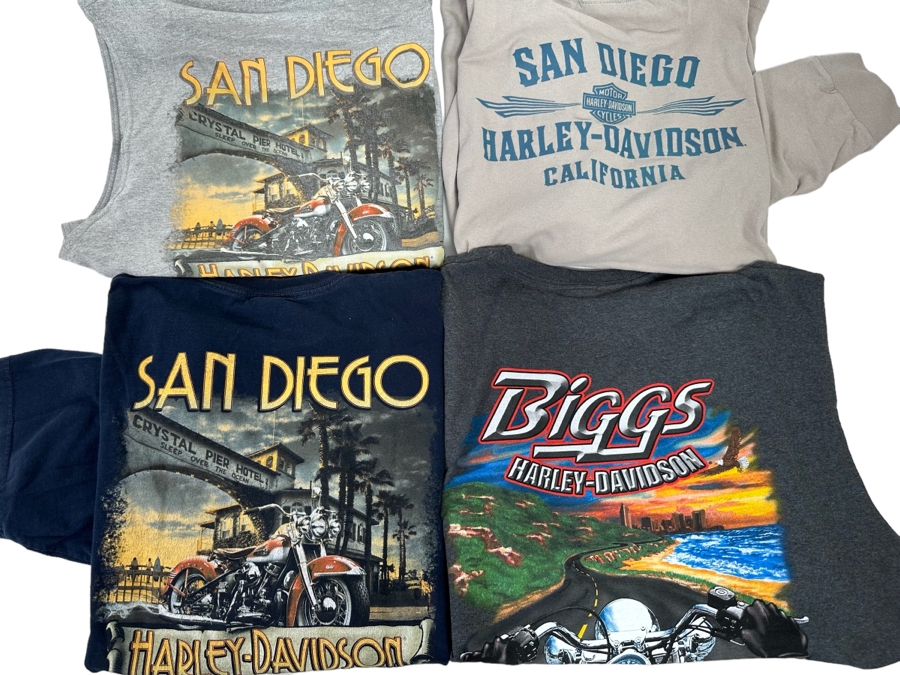 Four Harley-Davidson T-Shirts (2) Long Sleeve Size 2XL [CR]