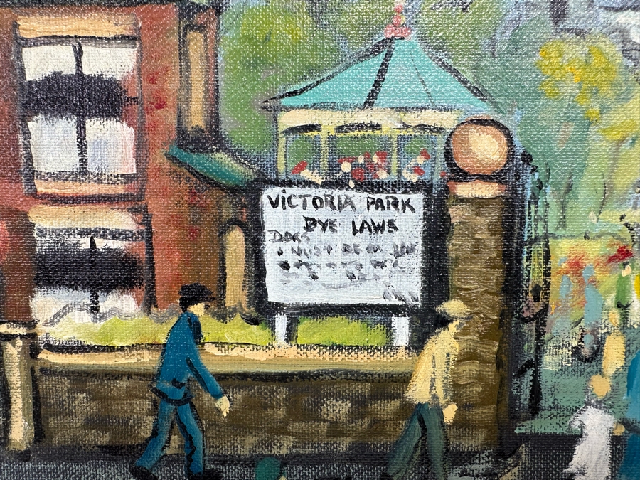 Charles M. Jones (1923-2008, United Kingdom) Original Folk Art Painting Victoria Park Bye Laws 20 X 16 Framed 22 X 18 [CA] [Photo 6]