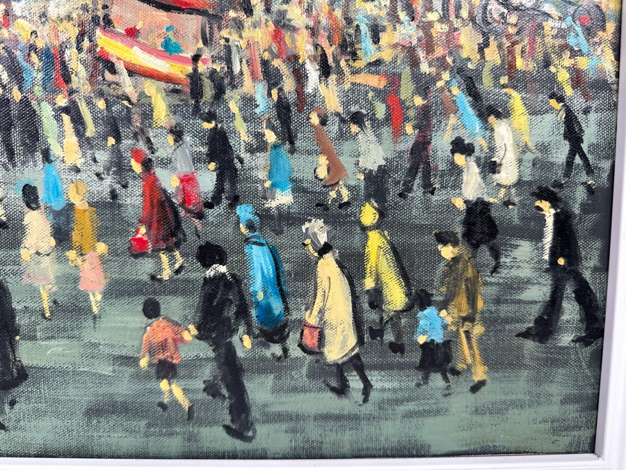 Charles M. Jones (1923-2008, United Kingdom) Original Folk Art Painting Of Carnival Fair 20 X 16 Framed 22 X 18 [CA] [Photo 10]